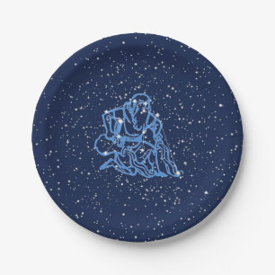 Assiettes En Carton Symbole Aquarius Constellation et Zodiaque avec é