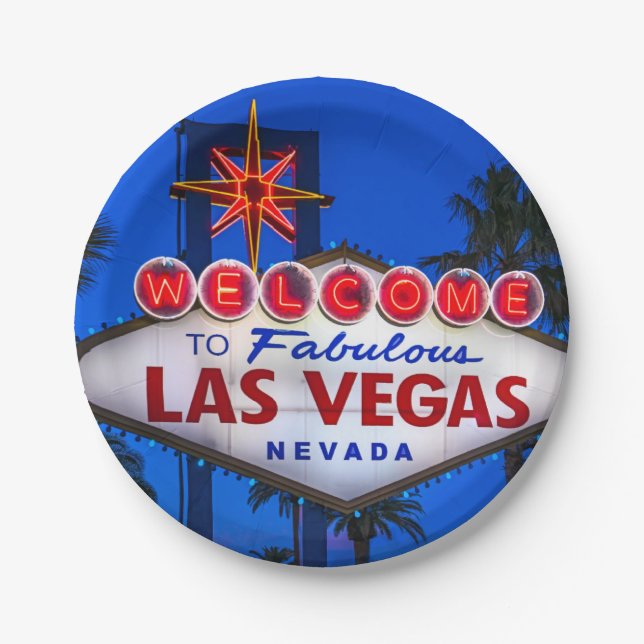 Assiettes En Carton SYMBOLE Bienvenue À Las Vegas (Devant)