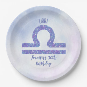 Assiettes En Carton Symbole Cute Libra Personnalisé Purple Anniversair