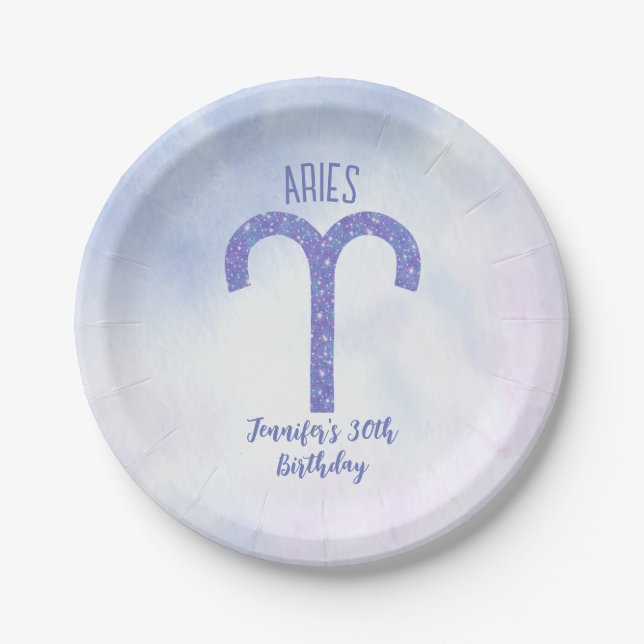 Assiettes En Carton Symbole d'astrologie violette de Pretty Aries (Devant)