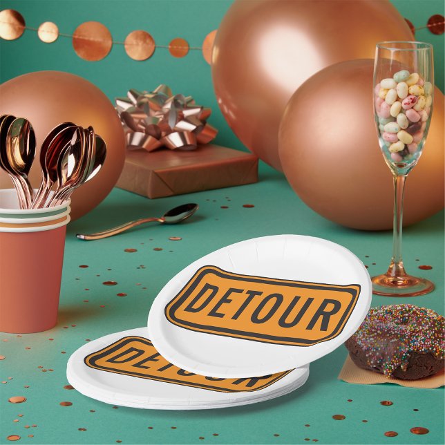 Assiettes En Carton Symbole de la route Detour (Créateur téléchargé)