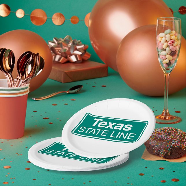 Assiettes En Carton SYMBOLE DE LA ROUTE DU Texas State Line (Créateur téléchargé)