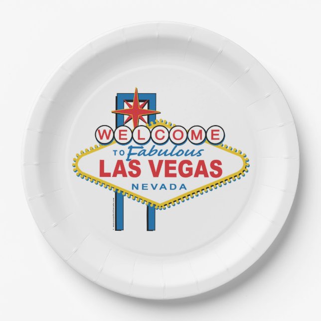 Assiettes En Carton Symbole De Las Vegas Bienvenue (Devant)