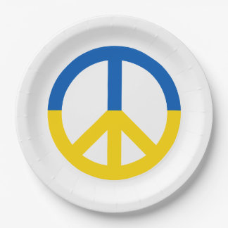 Assiettes En Carton Symbole de paix du drapeau bleu ukrainien