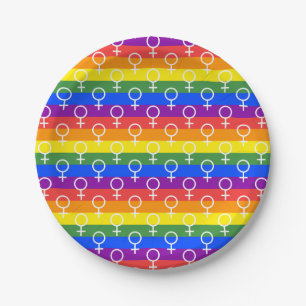 Assiettes En Carton Symbole féminin Motif arc-en-ciel
