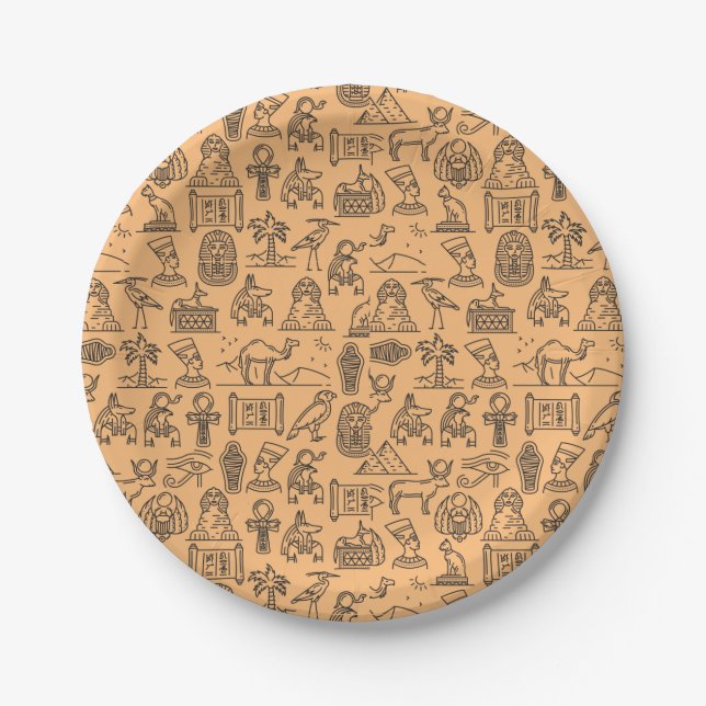 Assiettes En Carton SYMBOLE Hiéroglyphique égyptien Arrière - plan (Devant)