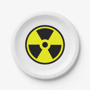 Assiettes En Carton Symbole jaune et noir radioactif