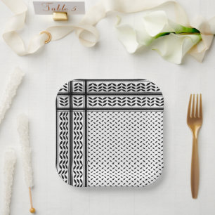 Assiettes En Carton Symbole Keffiyeh de la Palestine Motif de résistan