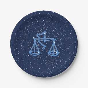 Assiettes En Carton Symbole Libra Constellation et Zodiac avec étoile
