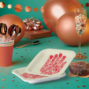 Assiettes En Carton Symbole médical main rouge soins de santé