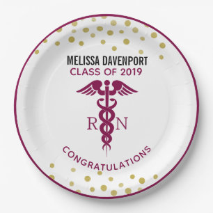 Assiettes En Carton Symbole Médicale simple Red Caduceus Nurse