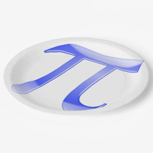 Assiettes En Carton Symbole Pi bleu brillant