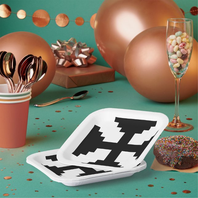 Assiettes En Carton Symbole Pixel Art Black Cross (Créateur téléchargé)