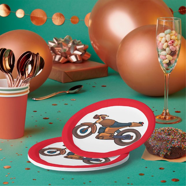 Assiettes En Carton Symbole routier de moto (Créateur téléchargé)