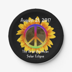 Assiettes En Carton Symbole solaire Eclipse, tournesol et paix 2017