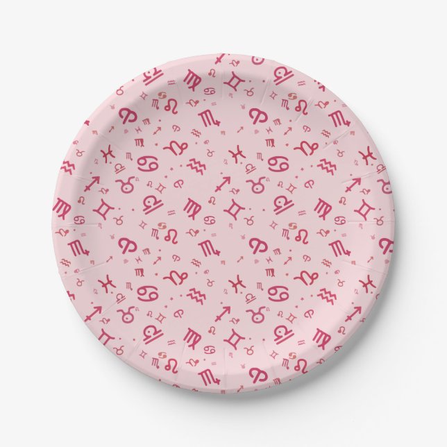 Assiettes En Carton SYMBOLE Zodiaque Astrologie Rose (Devant)
