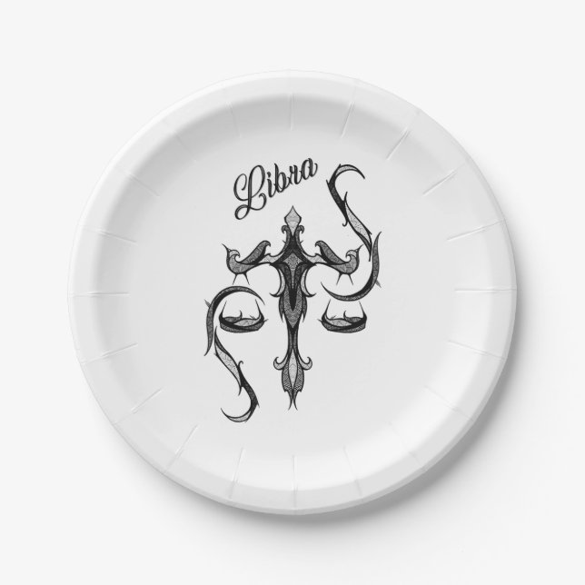 Assiettes En Carton SYMBOLE Zodiaque Libra (Devant)