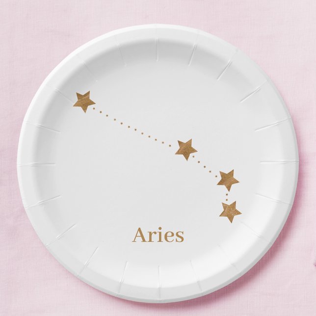 Assiettes En Carton SYMBOLE Zodiaque moderne Gold Aries | Incendie d'é (Créateur téléchargé)