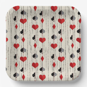 Assiettes En Carton Symboles de cartes à jouer de poker