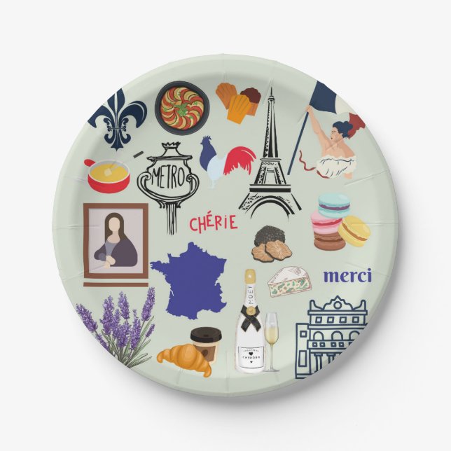Assiettes En Carton Symboles français (Devant)