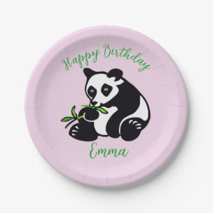 Assiettes En Carton Sympa graphique PANDA ours - Joyeux anniversaire -