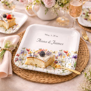 Assiettes En Carton Symphonie de fleurs sauvages : Art aquarelle vibra