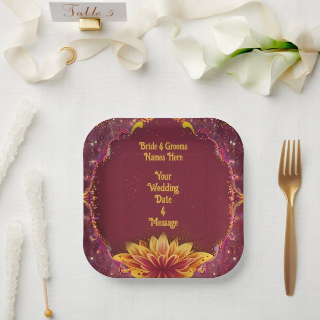 Assiettes En Carton Symphonie florale : Collection d'élégance Mariage (Mariage)