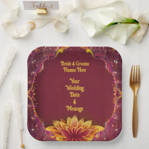 Assiettes En Carton Symphonie florale : Collection d'élégance Mariage