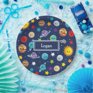 Assiettes En Carton Système solaire Motif pour enfants Anniversaire