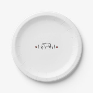 Assiettes En Carton T-shirt de style de gravure battement de coeur de