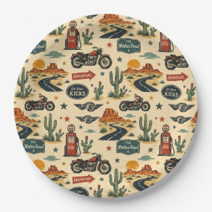 Assiettes En Carton Table de fête Route 66 sur le thème de l'Americana