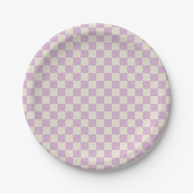 Assiettes En Carton Tableau de contrôle blanc Lavender et Off (Devant)