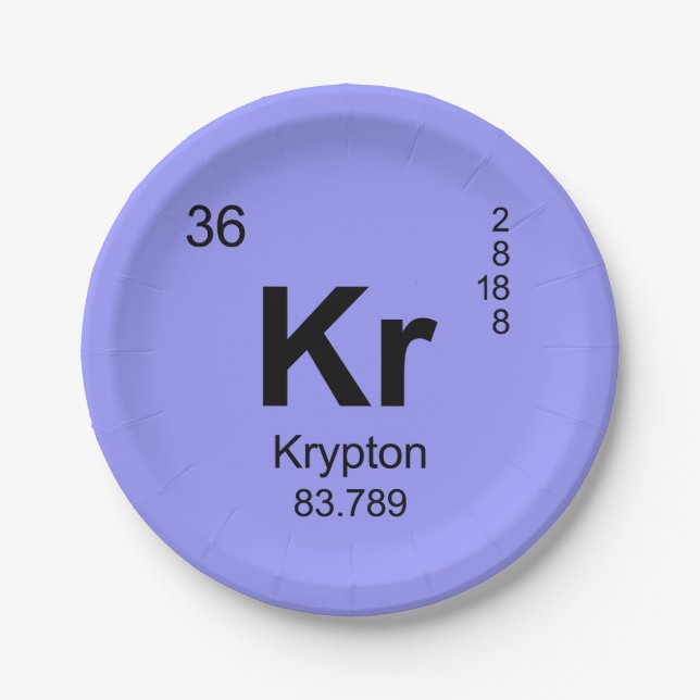 Assiettes En Carton Tableau des éléments périodique (krypton) (Devant)