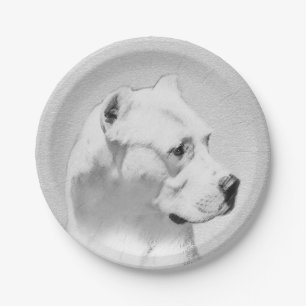 Assiettes En Carton Tableau Dogo Argentino - Art Chien original