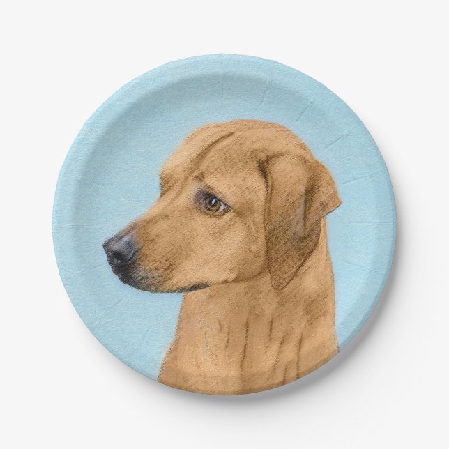 Assiettes En Carton Tableau Rhodesian Ridgeback - Art Chien original (Devant)