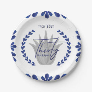 Assiettes En Carton Taco' Bout 30   Plaques Tequila bleu/argent