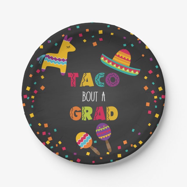 Assiettes En Carton Taco Bout a Grad Fiesta Plaque de graduation (Devant)