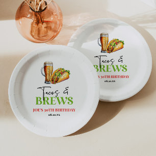 Assiettes En Carton Tacos et brasse Bière Verre fête d'anniversaire
