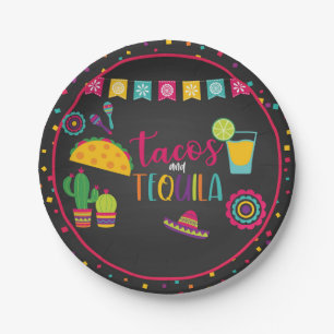 Assiettes En Carton Tacos et plaque Tequila - noir