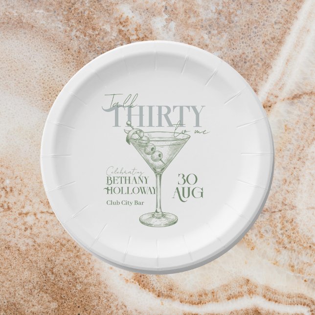 Assiettes En Carton Talk Thirty To Me Martini Cocktail 30th Birthday (Celebrate the big 3-0 with this stylish Talk Thirty To Me Martini Cocktail 30th Birthday Plates! )