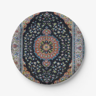 Assiettes En Carton Tapis Kilim Antique Oriental Bleu Beau