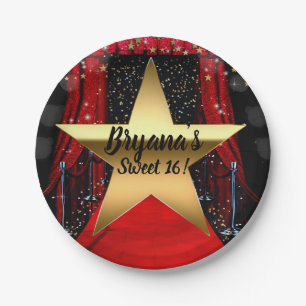 Assiettes En Carton Tapis Rouge Hollywood Gold Stars Soirée d'annivers