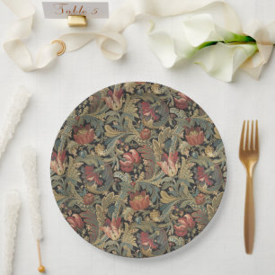 Assiettes En Carton Tapisserie florale riche Brocade Antique Classique