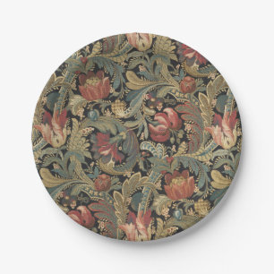 Assiettes En Carton Tapisserie florale riche Brocade Antique Classique