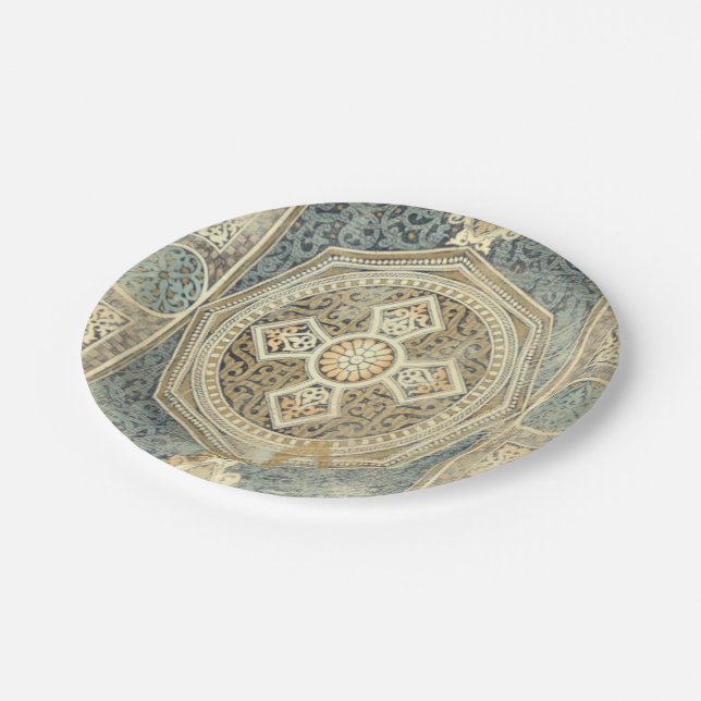 Assiettes En Carton Tapisserie ornementale avec design géométrique orn (Angle)
