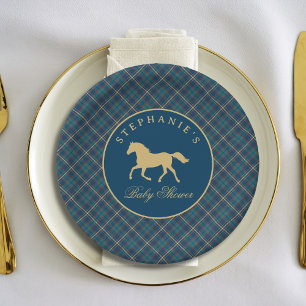 Assiettes En Carton Tartan à carreaux équestre de cheval classique Ba