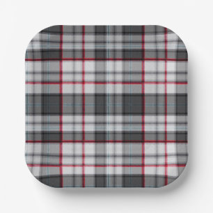 Assiettes En Carton Tartan à texture grise