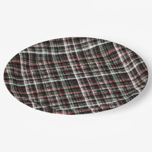 Assiettes En Carton Tartan de Noël texturé.