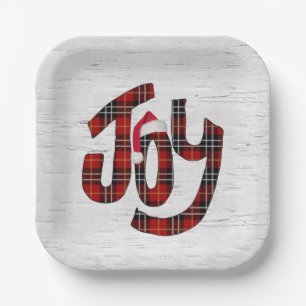 Assiettes En Carton Tartan Joy Sur White Birch