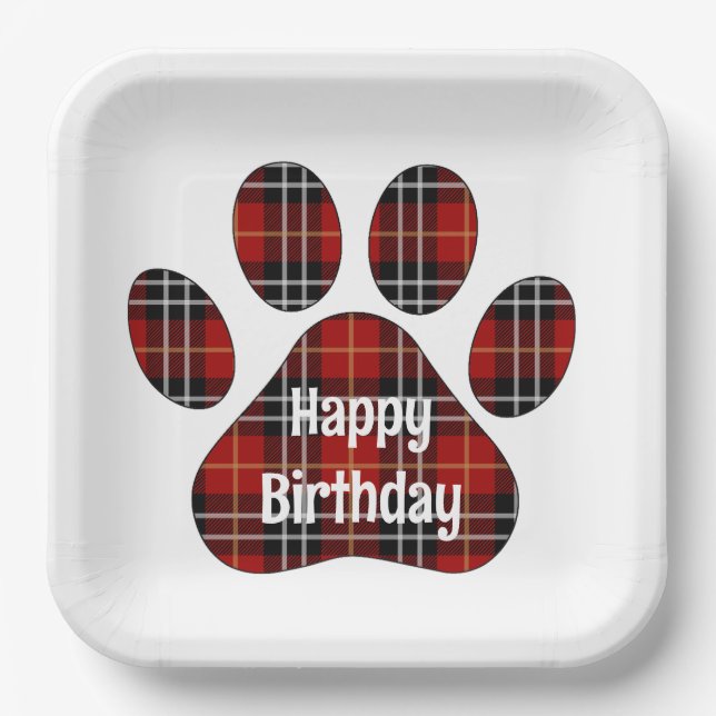 Assiettes En Carton Tartan Plaid Empreintes Anniversaires (Recto)